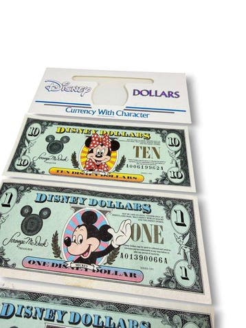Disney Dollars. 1991 - 1998 - 3 Billets Disney Dollars et 1