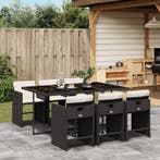 vidaXL 7-delige Tuinset met kussens poly rattan zwart, Verzenden, Nieuw, Tuinset