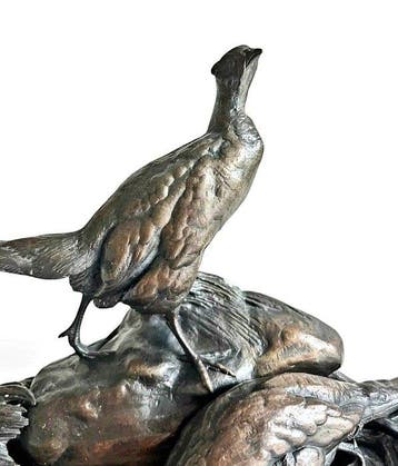Auguste Cain (1821-1894) - Sculpture, Couple de faisans -, Antiquités & Art