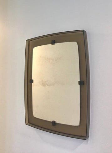 Miroir mural - Cadre en plastique teinté/fumé et clips