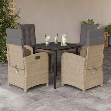 vidaXL 5-delige Tuinset met kussens poly rattan gemengd, Verzenden, Nieuw, Tuinset