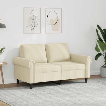 vidaXL Tweezitsbank / zetel 120 cm kunstleer crèmekleurig, Maison & Meubles, Canapés | Salons, Verzenden