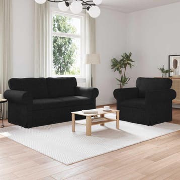 vidaXL bank / zetelstel 2 st Zwart Stof, Verzenden