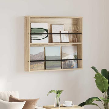 vidaXL Tijdschriftenrek Sonoma Eik 80 x 12 x 70 cm Bewerkt, Huis en Inrichting, Woonaccessoires | Krantenbakken en Lectuurbakken