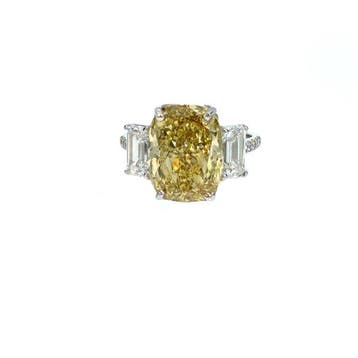 Ring - 14 karaat Witgoud - 10.02ct. tw. Geel Diamant (Fancy, Nieuw