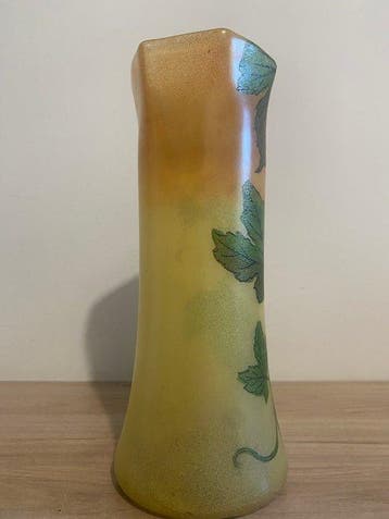 François-Théodore Legras - Vaas - druivenbladeren - Glas -