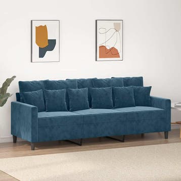 vidaXL Driezitsbank / zetel 180 cm fluweel blauw, Verzenden