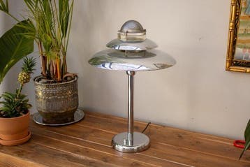 Tafellamp - Ruimtevaarttijdperk / UFO - Chroom, Legering,