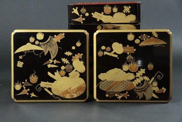Boîte - Boîte empilable en laque à 4 niveaux – Maki-e doré, Antiquités & Art