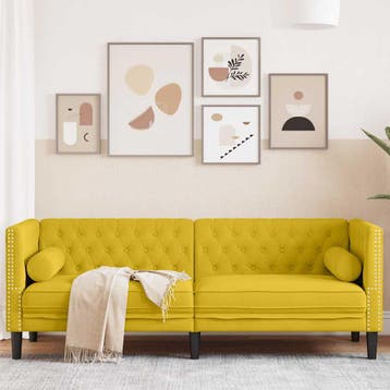 vidaXL Driezitsbank Chesterfield-stijl met bolsters fluweel, Verzenden
