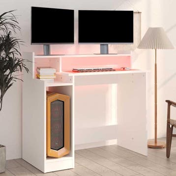 Bureau met LED-verlichting - Compacte gaming setup met st..., Verzenden, Zo goed als nieuw