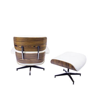 Lounge stoel met Hocker EA670 Creme leer Palisander schaal, Verzenden, Nieuw