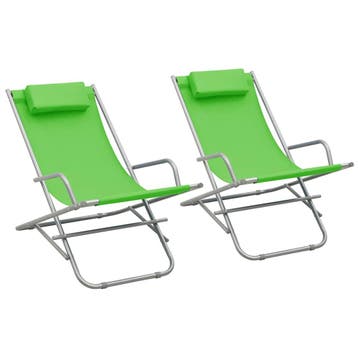 vidaXL Klapstoelen 2 st staal groen, Tuin en Terras, Verzenden, Nieuw