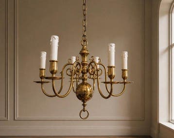 Lustre - Lustre hollandais ancien en cuivre jaune à six
