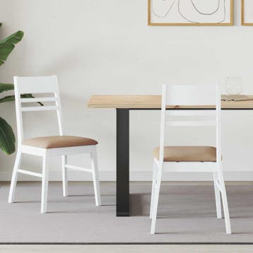 vidaXL Eetstoelen 2 st Massief Rubberhout Wit 43 x 54 x 89, Verzenden, Nieuw