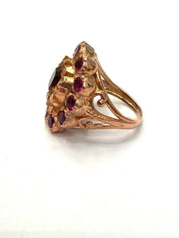 Zonder minimumprijs - Ring - 9 kt. Roségoud, Zilver Spinel, Nieuw