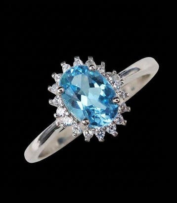 Topaas - Zilver, L’Astre d’Azur – Blauwe Topaas Ring – Het