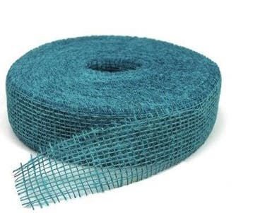 Jute band Turquoise Azuur 5 cm rol 40 meter, Nieuw