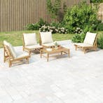 vidaXL 5-delige Loungeset met kussens bamboe crèmewit, Verzenden, Loungeset