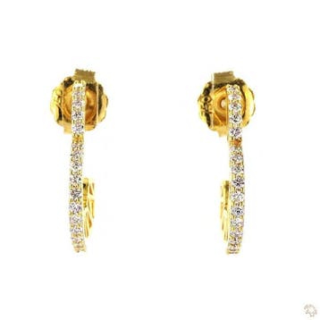 Hoepel oorbellen - 18 karaat Geel goud - 0.36ct. tw. Diamant
