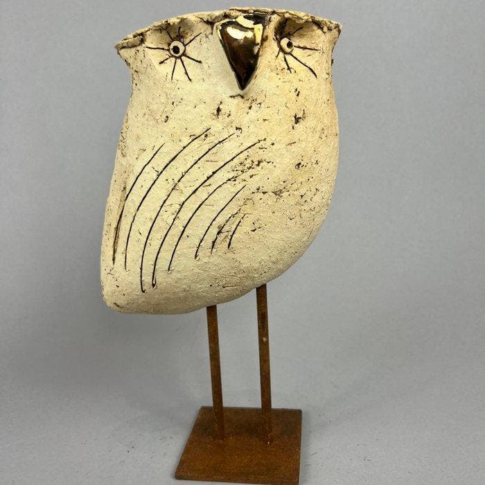 Ewa Budzowska - big -OWL- decorated by 24 carat gold, Antiek en Kunst, Kunst | Designobjecten