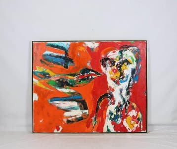 Broer dobbelsteen (1936-2019) - Rood figuur, Antiek en Kunst, Kunst | Schilderijen | Modern