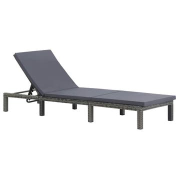 vidaXL Ligbed met kussen poly rattan antraciet, Verzenden