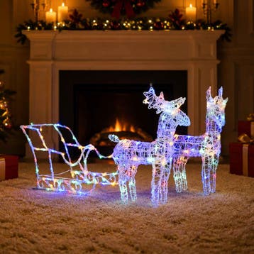 vidaXL Kerstversiering rendieren en slee 160 LEDs 130 cm, Verzenden, Nieuw
