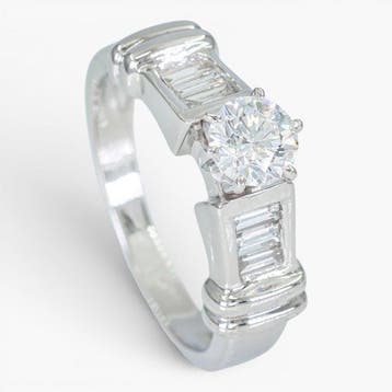 Sans prix de réserve - Bague - 14 carats Or blanc, GIA - 3x, Handtassen en Accessoires, Ringen, Nieuw