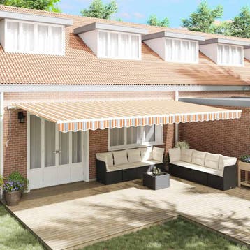 vidaXL Uitschuifbare luifel Meerkleurig 600 × 300 cm Stof en, Verzenden