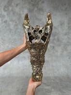 sculptuur, Large Saltwater Crocodile Skull fashioned in