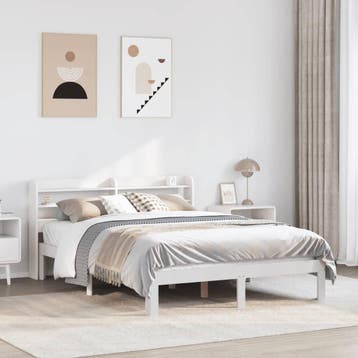 vidaXL Bedframe met hoofdeinde zonder matras 160x200 cm wit, Verzenden