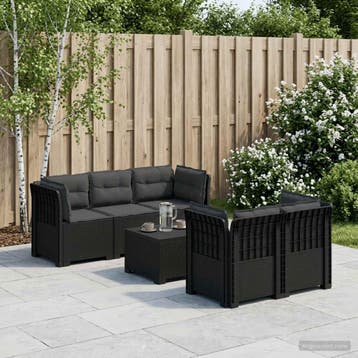 vidaXL 5-Zits Tuinbank met Kussens Rattanlook PP Antraciet, Verzenden, Nieuw