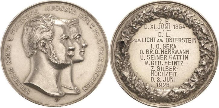 Zilver medaille ohne Jahr (gravur 1928) Reuss-staedte en..., Timbres & Monnaies, Monnaies | Europe | Monnaies non-euro, Envoi