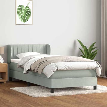vidaXL Boxspring met matras fluweel lichtgrijs 90x220 cm, Verzenden, Nieuw