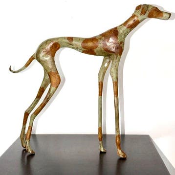 Abdoulaye Derme - sculptuur, Chien Lévrier élancé - 28 cm -, Antiquités & Art