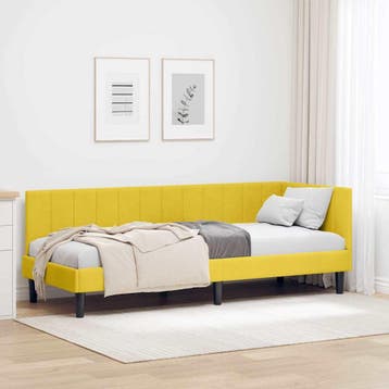 vidaXL Hoek Bed Frame met hoofdeinde Geel 80 cm x 200 cm, Verzenden