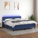 vidaXL Boxspring met matras en LED stof blauw 180x200 cm, Huis en Inrichting, Verzenden, Nieuw