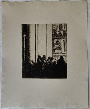 Sir Charles Holroyd (1861-1917) - Mitternachtsmesse in, Antiquités & Art