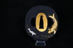 Sakudo Koi-karpers tsuba - shakudo - Japan - Meiji periode