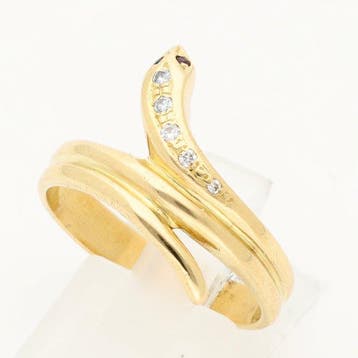 Ring - 14 karaat Geel goud - 0.09ct. tw. Diamant, Nieuw
