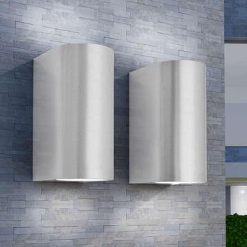 vidaXL LED-wandlamp tuin op-/neerwaarts rond 2 st, Verzenden, Nieuw