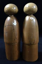 Gesigneerde Usaburo / Japanse vintage houten kokeshi-pop