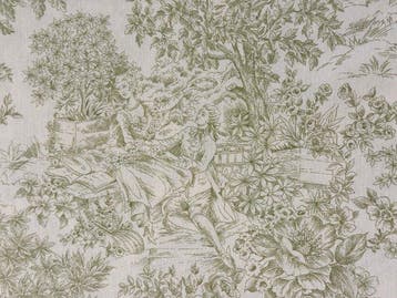 Klassieke cretonne-stof Toile de Jouy lichtgroen - Textiel -