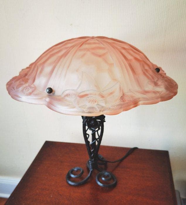 Degué - Lampe de bureau - fer forgé, vitrail, Antiquités & Art, Art | Objets design