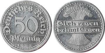 Duitsland Probe 50 Pfennig 1922 A mit 6 Erhoehungen am Ra..., Verzenden, België