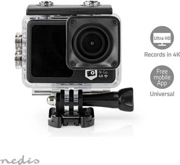 Nedis Action Camera – 4K@30fps – 16 MP – Dual Screen – 30M W, Verzenden, Nieuw