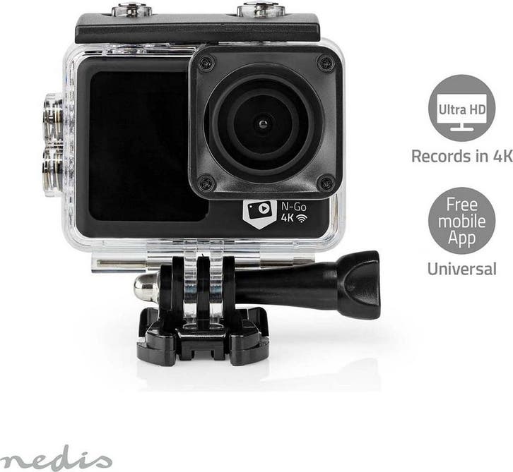 Nedis Action Camera – 4K@30fps – 16 MP – Dual Screen – 30M W, Maison & Meubles, Accessoires pour la Maison | Autre, Envoi