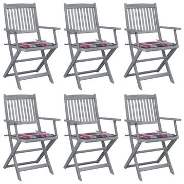 vidaXL Tuinstoelen 6 st inklapbaar met kussens massief, Verzenden, Nieuw