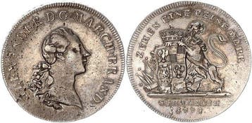 Duitsland, Schwabach. Alexander 1757-1791. Konv.-Taler 1774